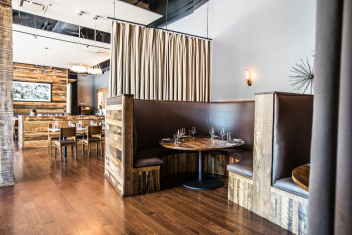 Handsome and private seating at The Oak Table in Columbia, SC.